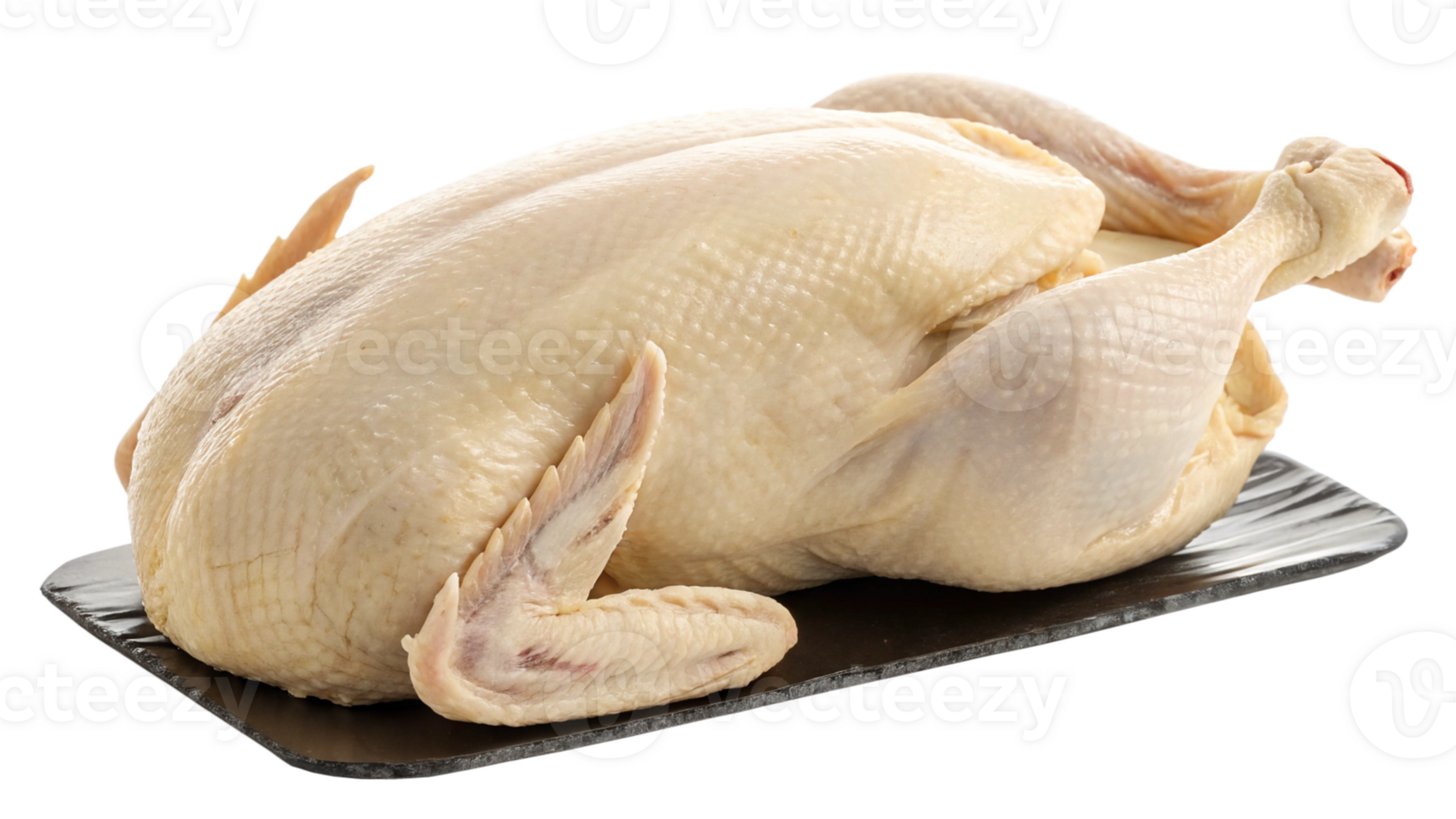 A raw goose lying like a sculpted clay figure, skin pale and smooth like wax, isolated on a transparent background. png