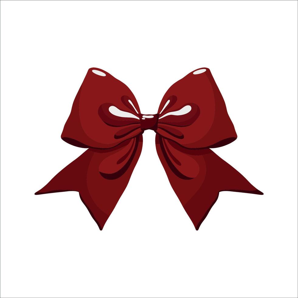 Flat drawing with a red bow, highlighted on a white background vector