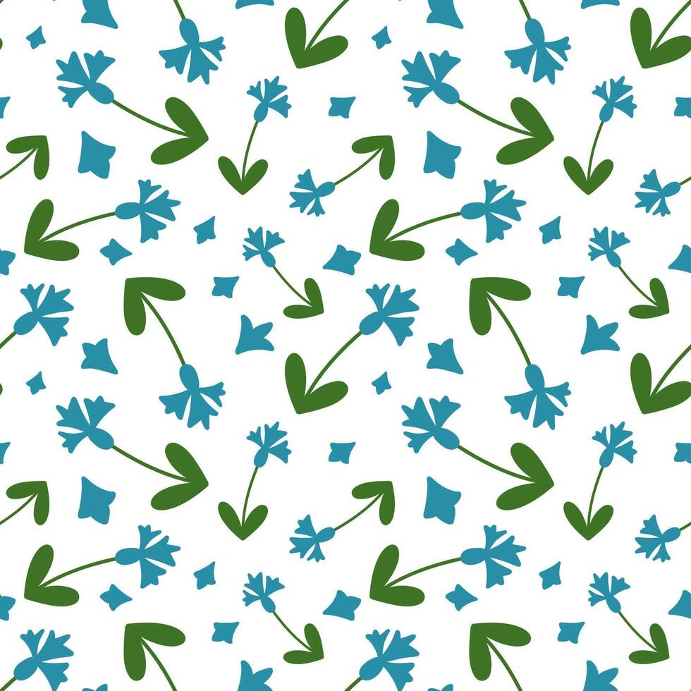 Hand-drawn colorful flowers, plants, and leaves. Spring and summer botanical gardens. Modern design. Flat style. vector