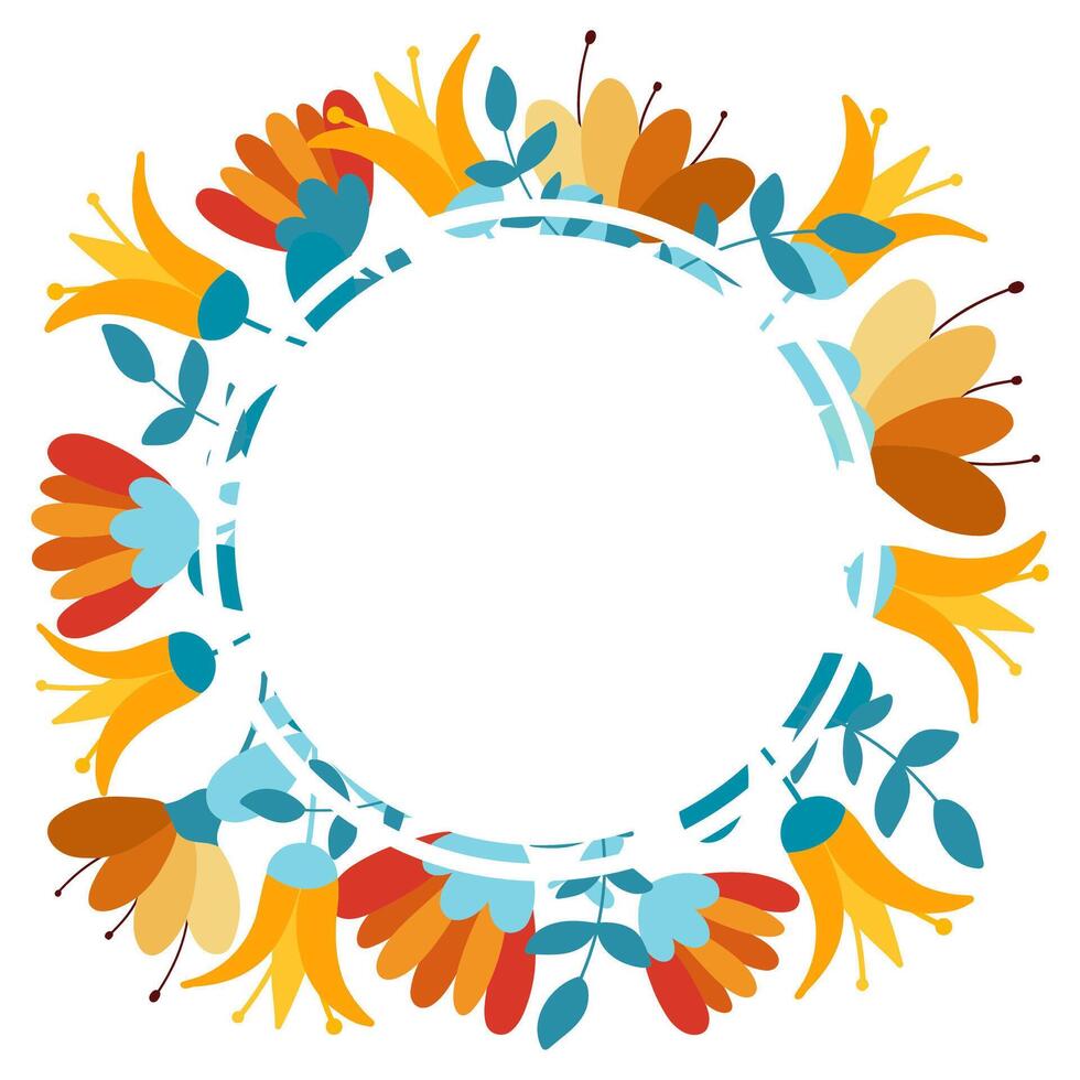 Invitations in a round frame with a flower for announcements about offers and discounts. Spring and summer floral arrangements in the botanical style. Modern design. vector