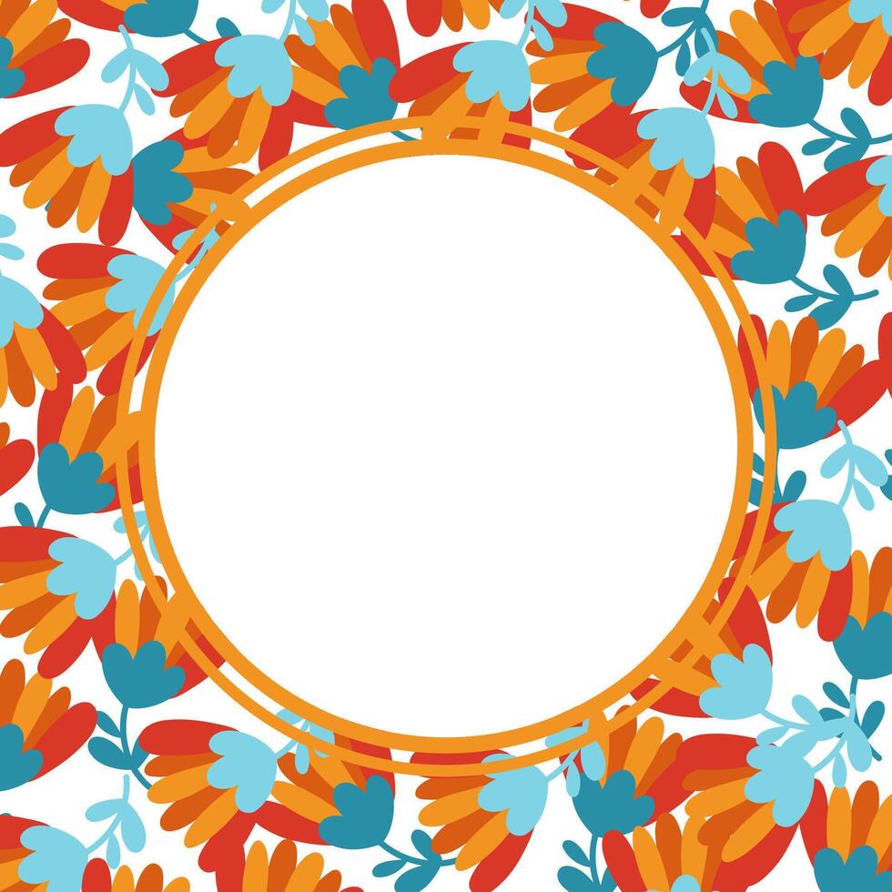 Invitations in a round frame with a flower for announcements about offers and discounts. Spring and summer floral arrangements in the botanical style. Modern design. Concise style. vector
