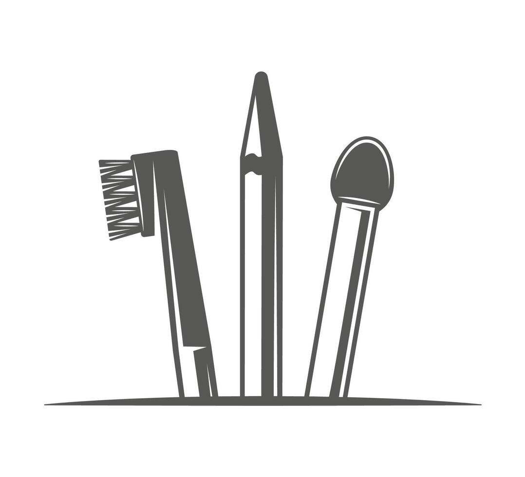 Makeup brushes isolated on white background vector