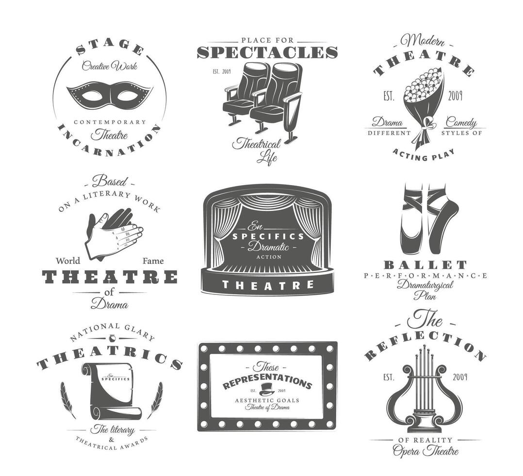 Theatre labels set vector