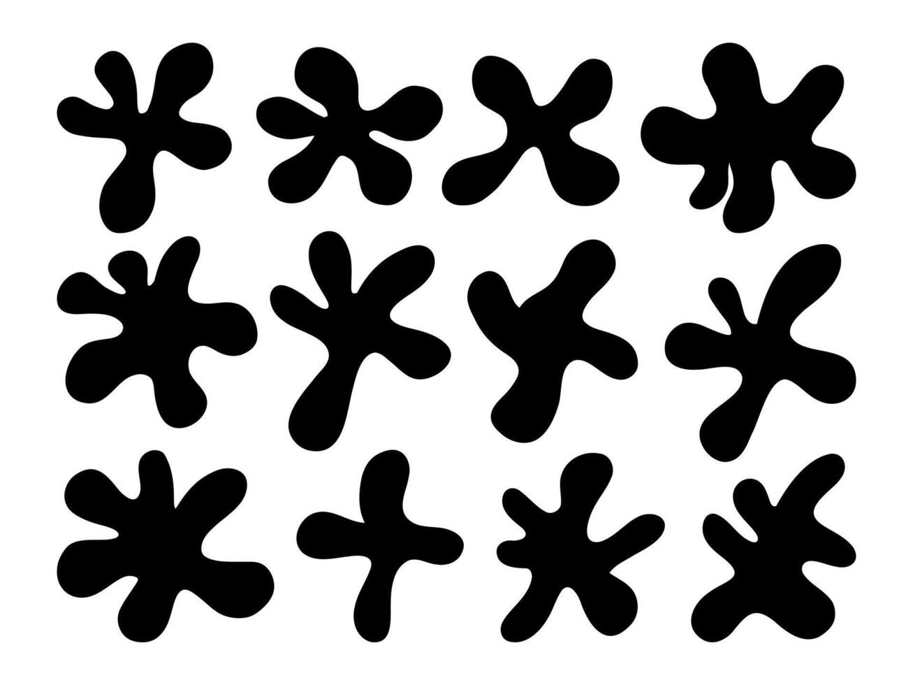Playful Hand Drawn Organic Blob. A collection of 12 playful hand drawn organic blob shapes with funky and whimsical styles, perfect for modern, trendy, and creative designs. vector