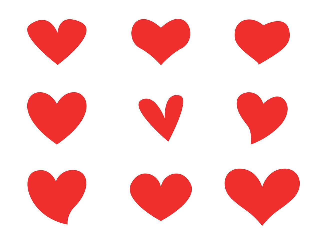 Red hearts icon, set love symbol vector