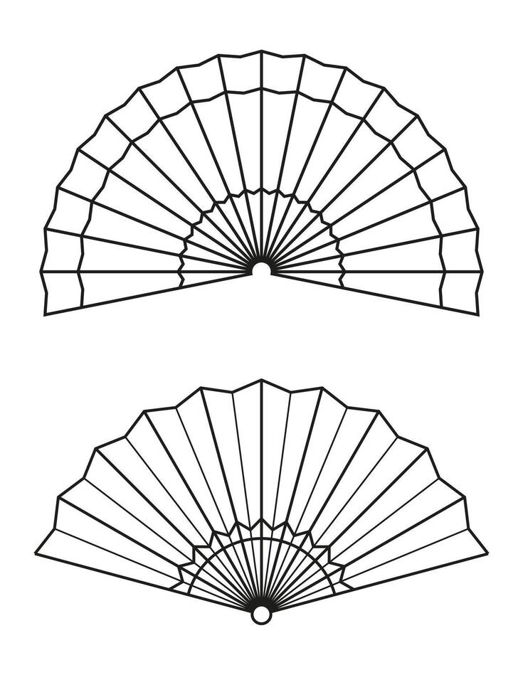 Chinese traditional fan illustration outlines, decoration element design vector