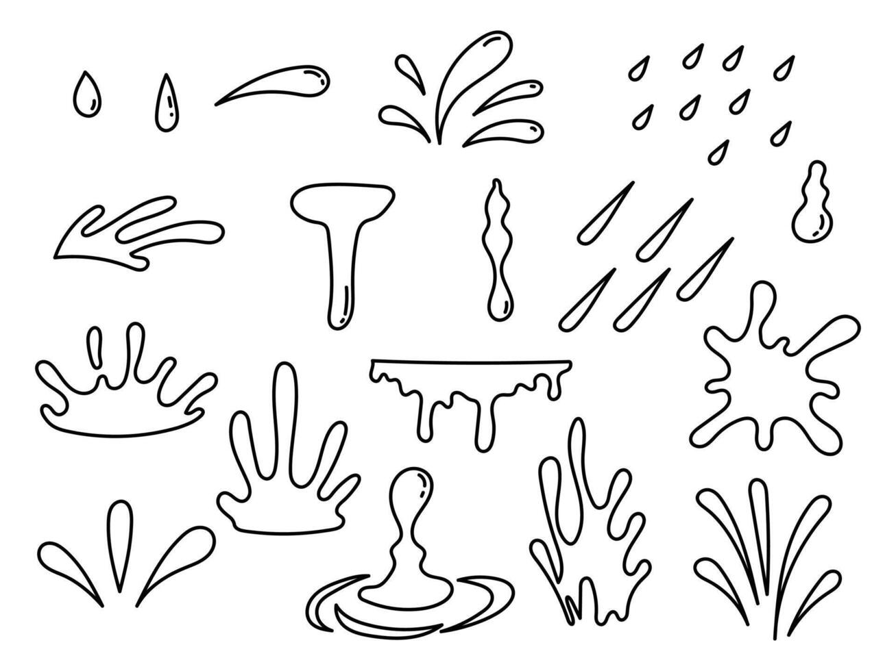 Set of water splash, hand drawn illustration water drop, rain vector