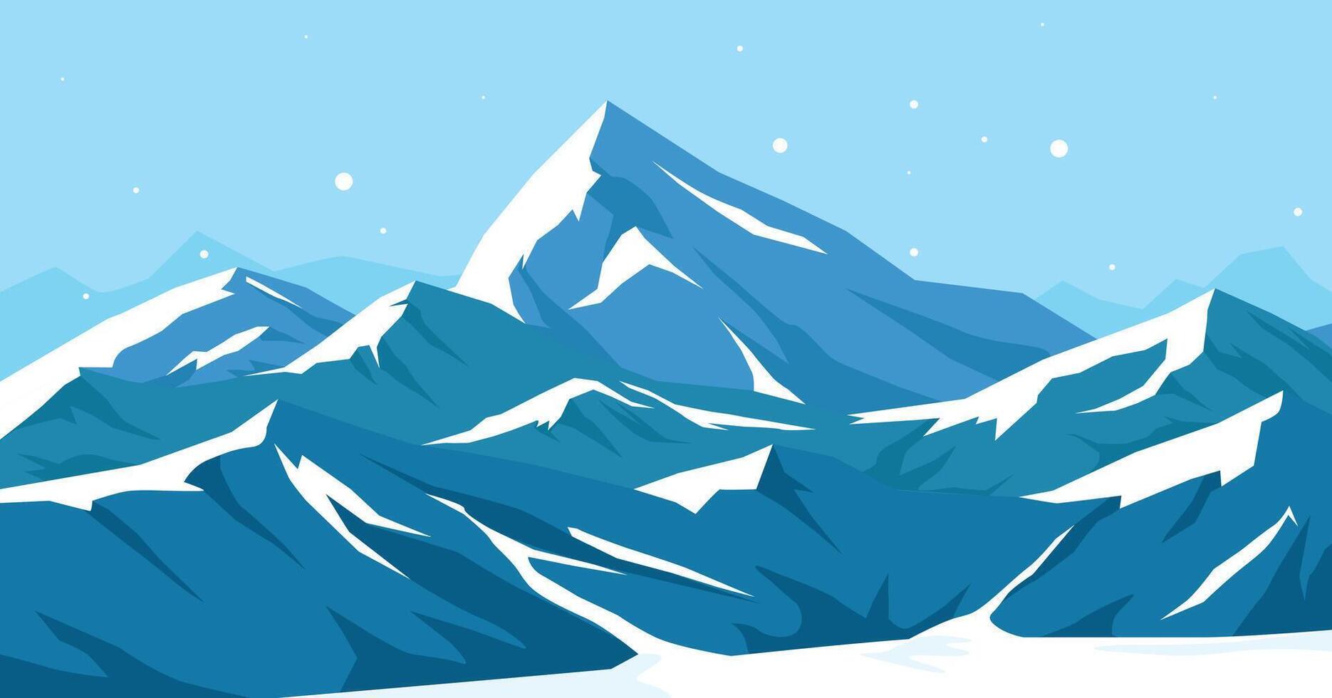 Snowy mountains peak, blue mountain with glacier and snow vector