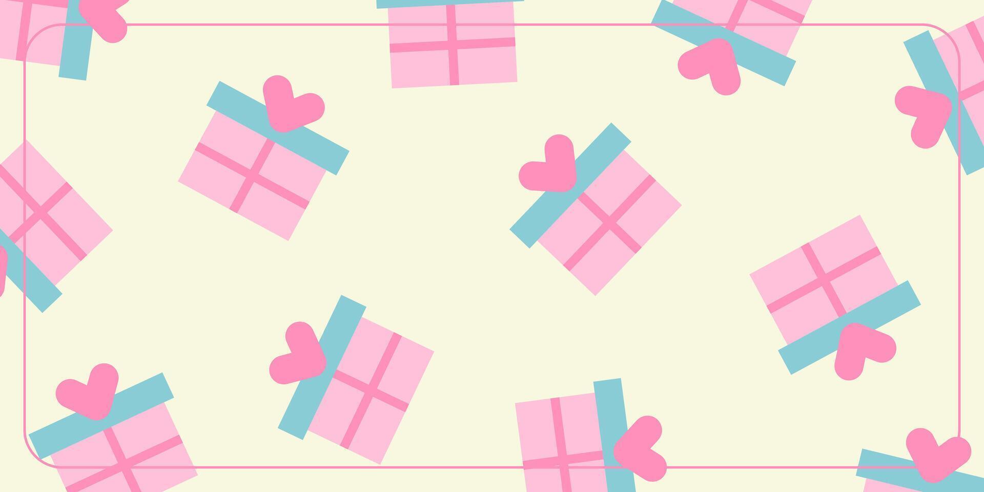 pattern pastel color background with gift icons. design suitable for banner template, poster, greeting card. vector