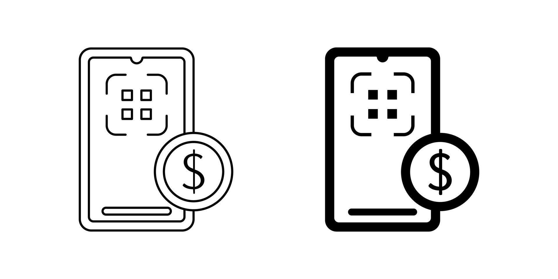 qr code scan icon set, payment symbol. modern design isolated on white background vector