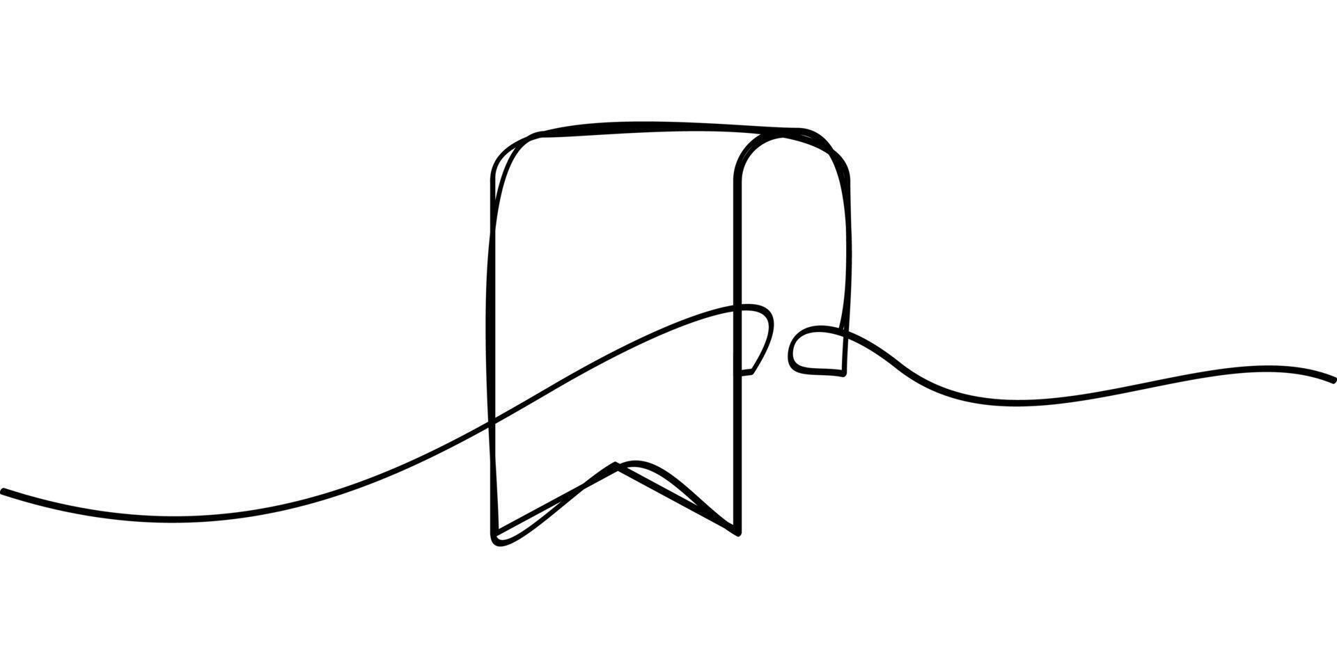 continuous line drawing of bookmark symbol. abstract line art illustration vector