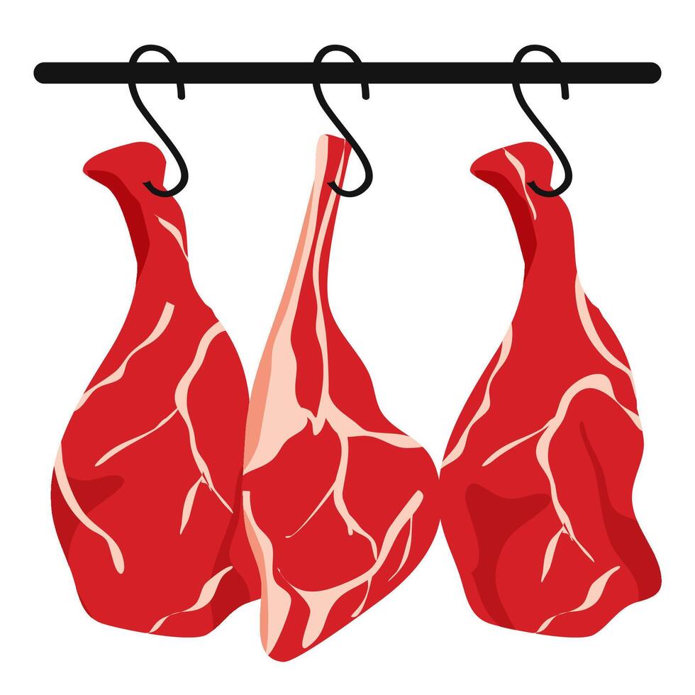 Hanging raw meat vector