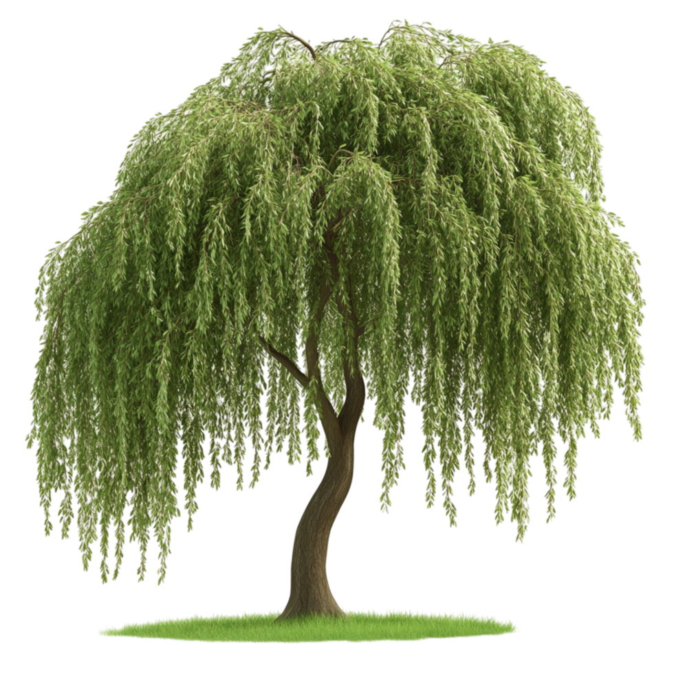 Mature Weeping Willow Tree with Abundant Green Leaves png