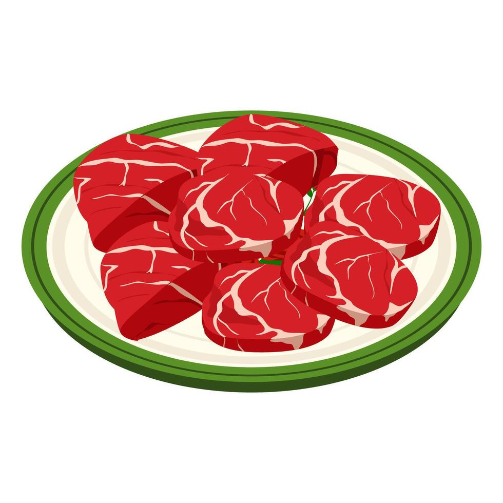 Raw meat on tray illustration vector