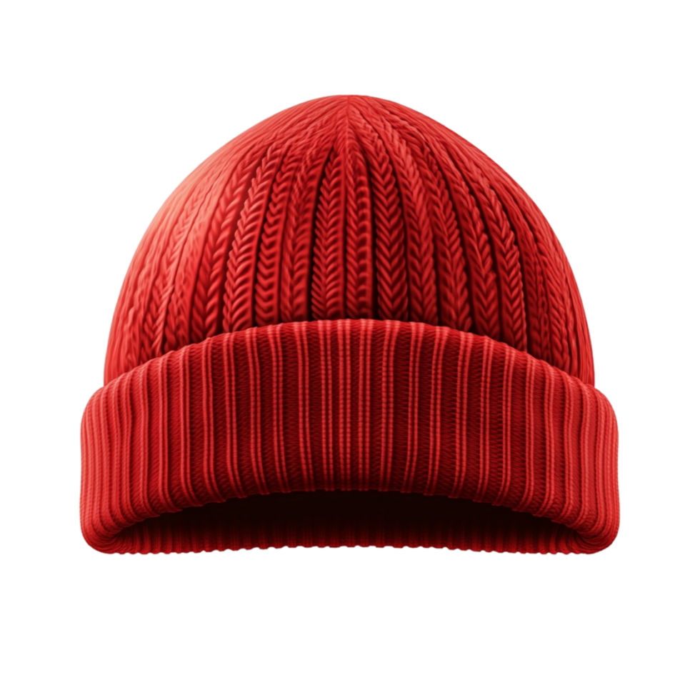 Red Knitted Beanie Winter Hat png
