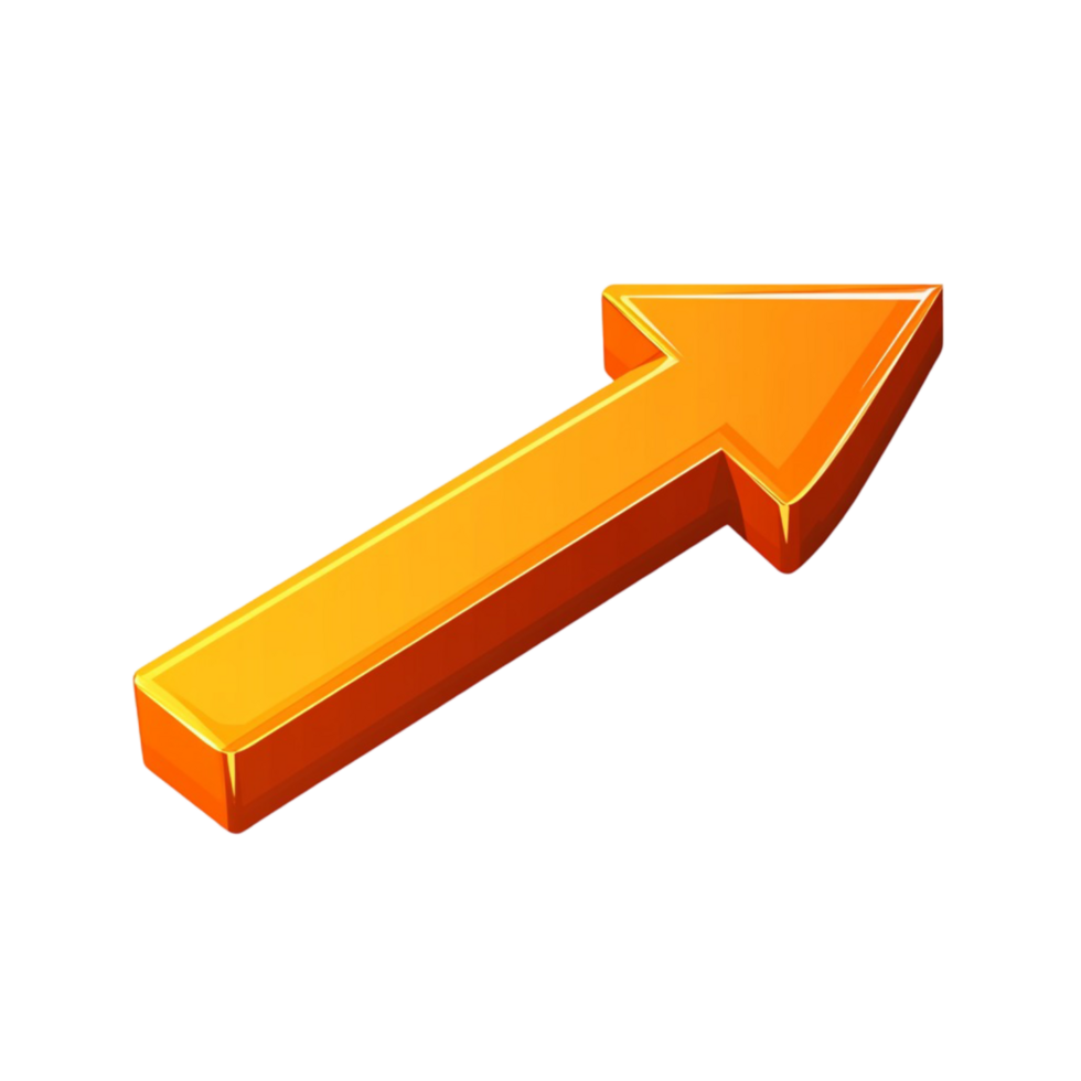 Shiny Orange Arrow Pointing Upward with Rounded Edges png