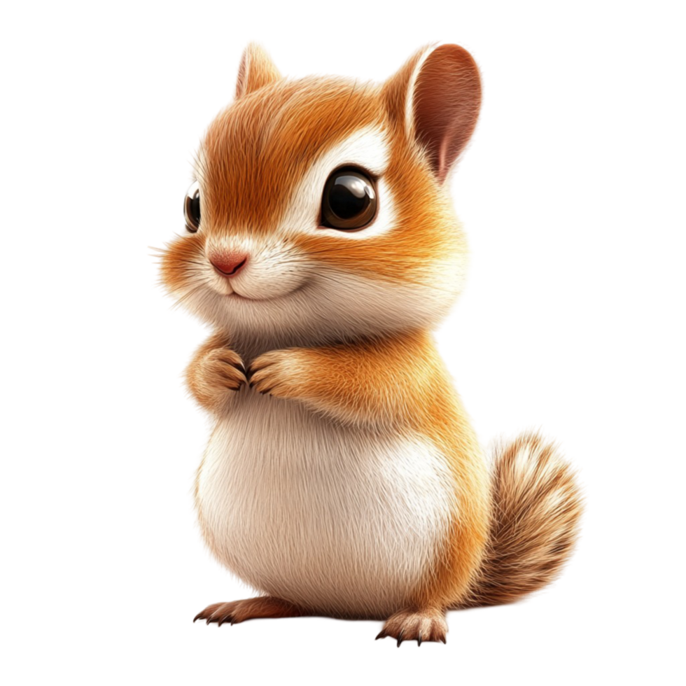 Adorable Chipmunk Standing Upright with Cheerful Expression Cute Rodent png