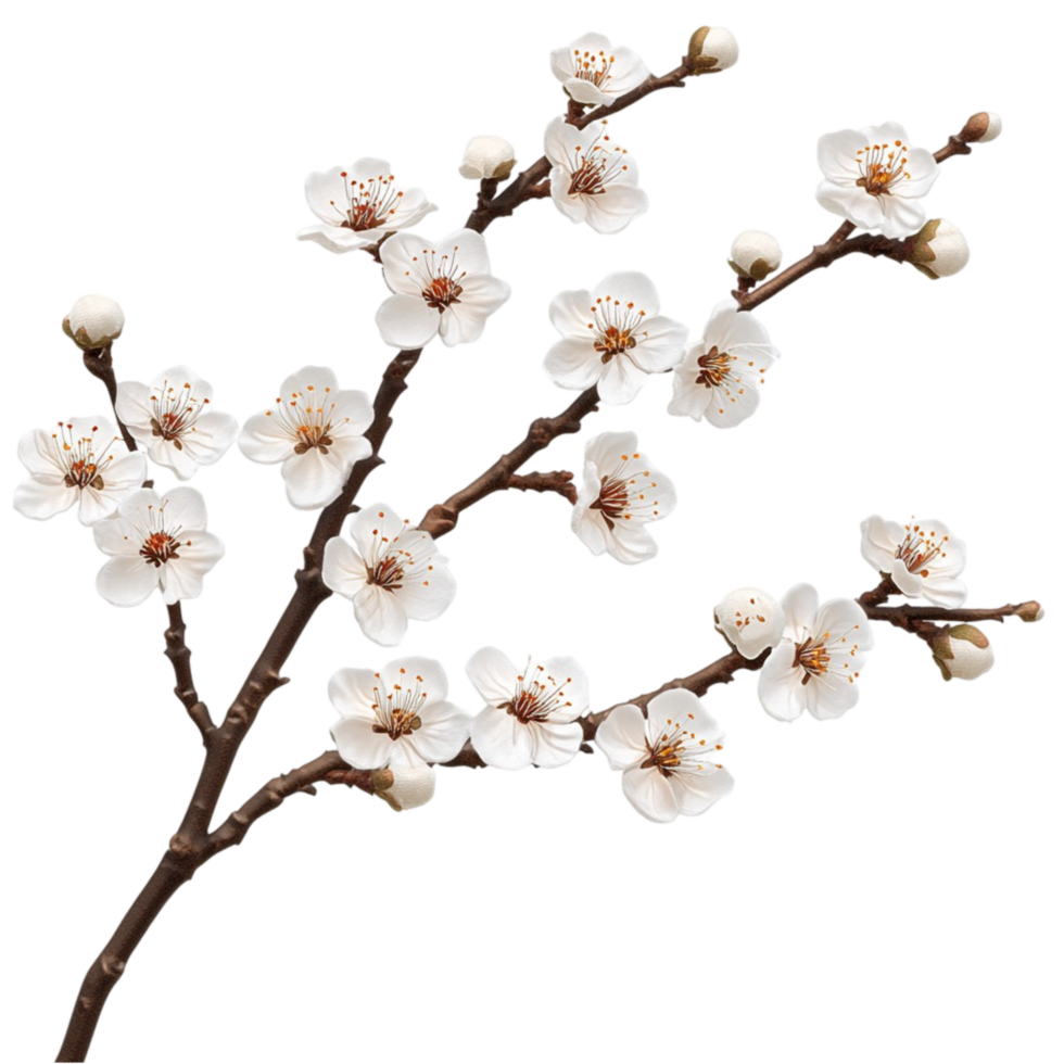 Natural Plum Tree Branch with Blooming Flowers for Spring Tmes png