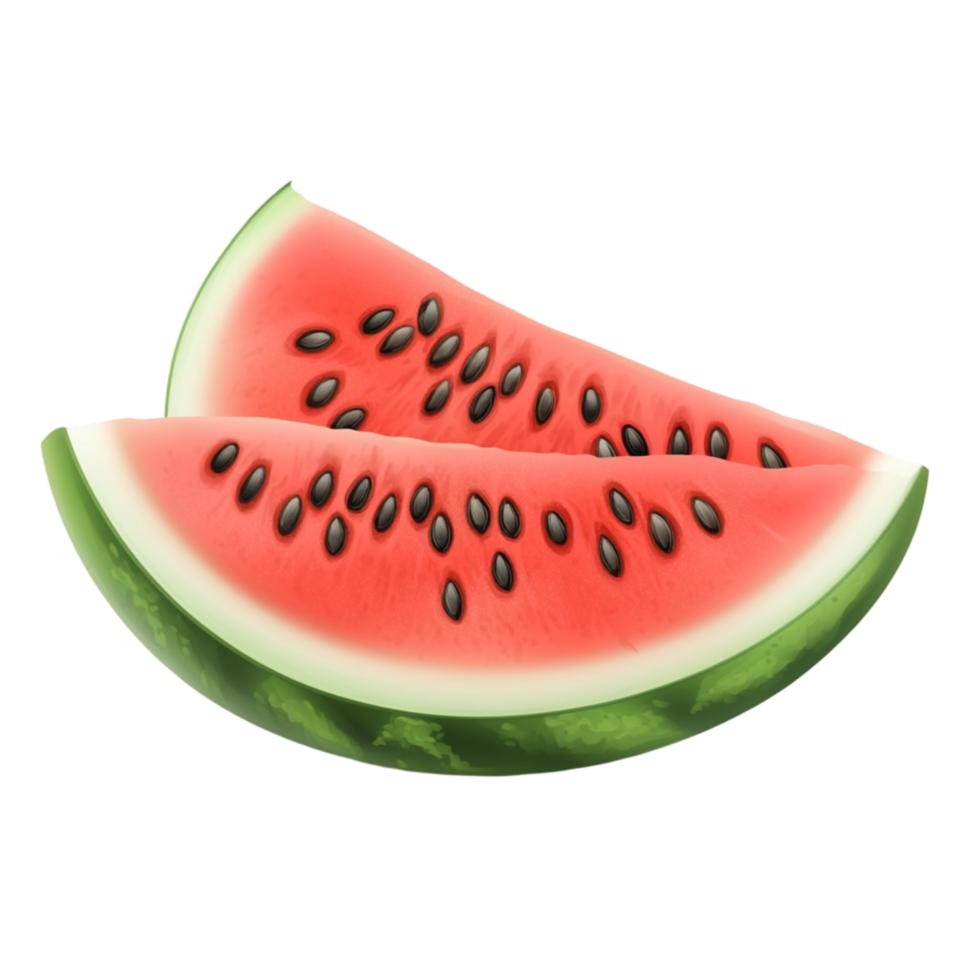 Two Slices of Refreshing Watermel with Visible Seeds Summer Treat png