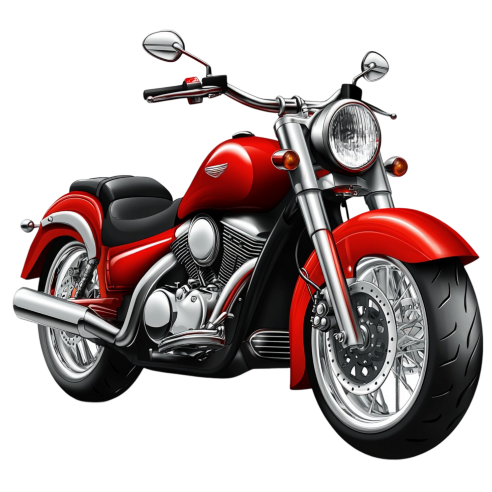 Red Motorcycle Chrome Details Cruiser Style png