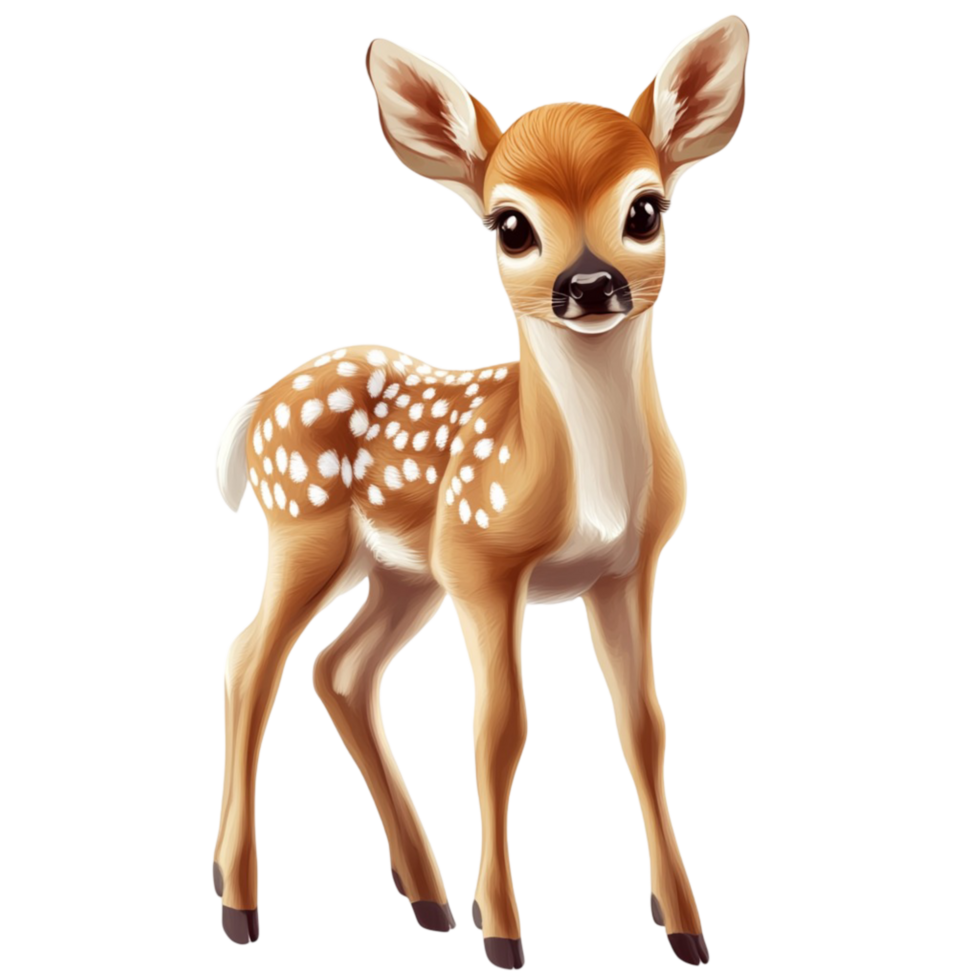 Gentle Fawn Standing with Spots Adorable Young Deer png