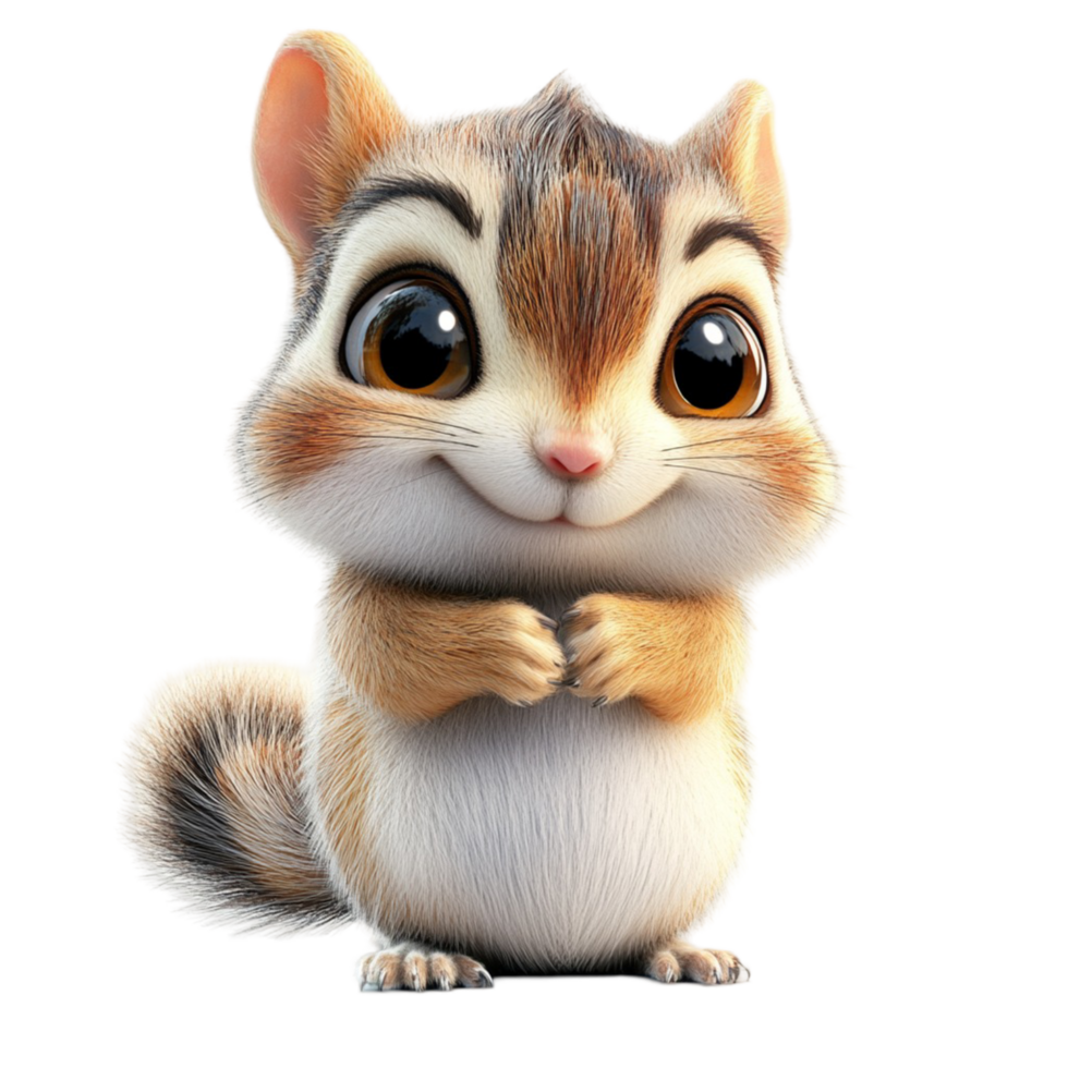 Happy Chipmunk with Full Cheeks Standing Adorable Forest Animal png