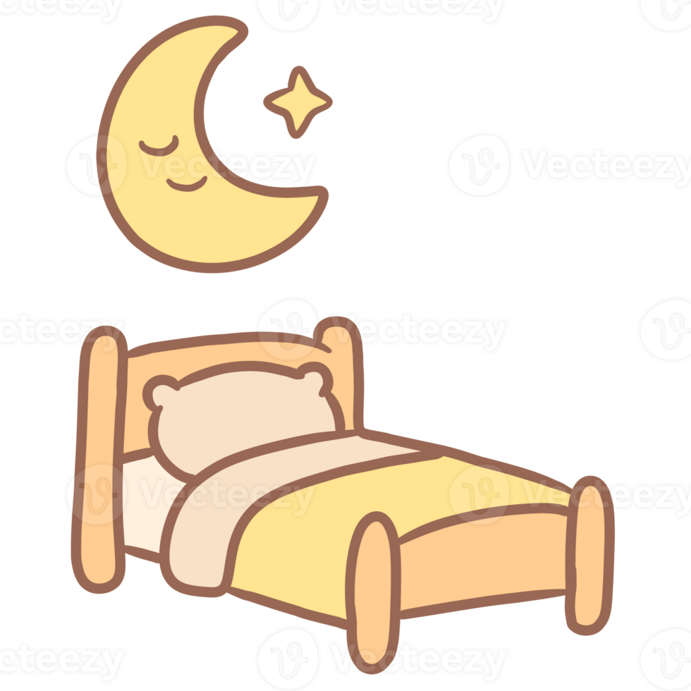 Soft bed with cute pillows png