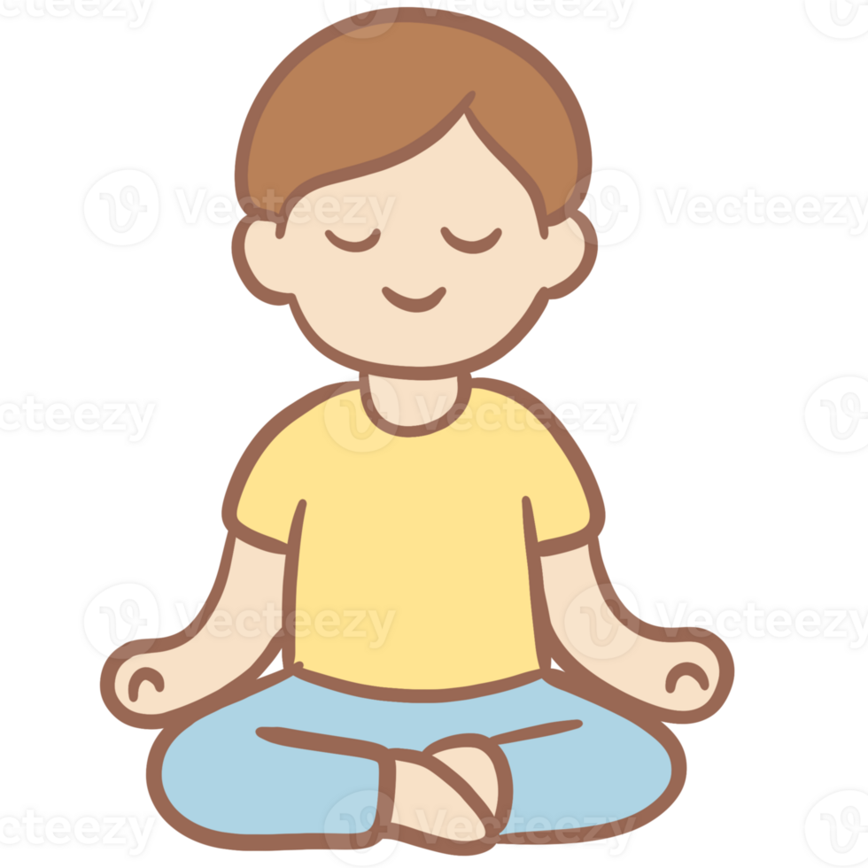Meditation Pose A cartoon character of a person meditating. png
