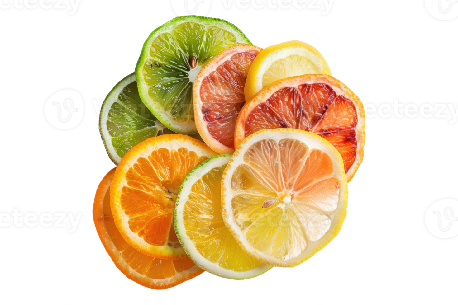 Blend of fruits sliced isolated on transparent background png