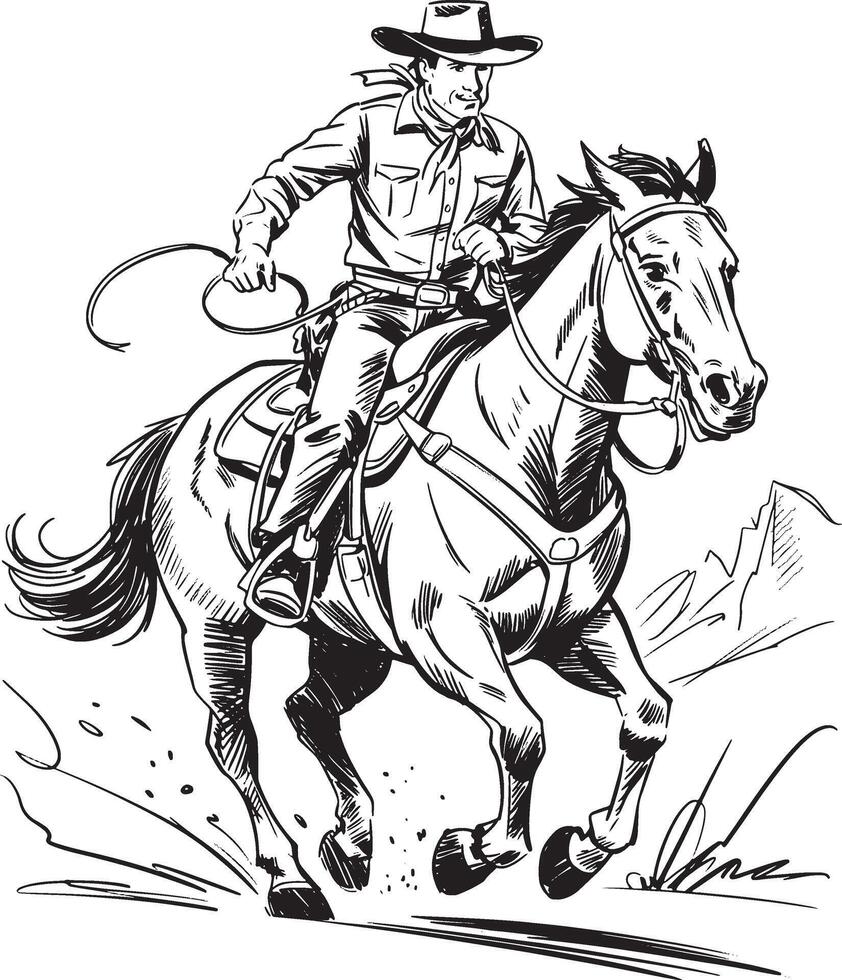 horse ride a man line art vector