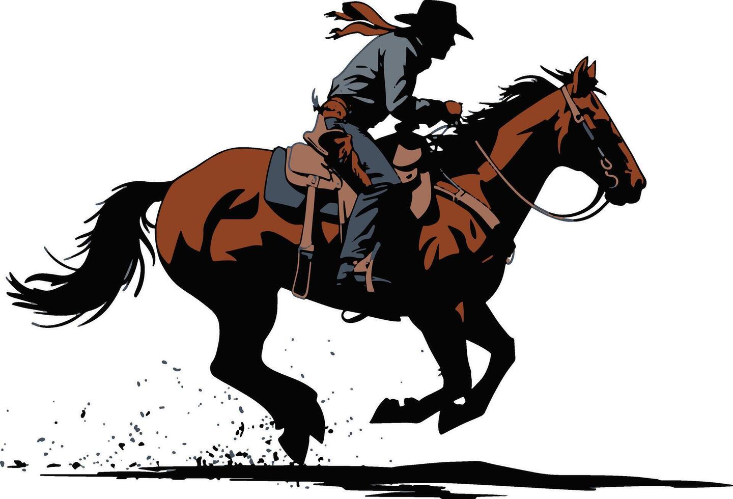 horse riding a man art design sticker vector