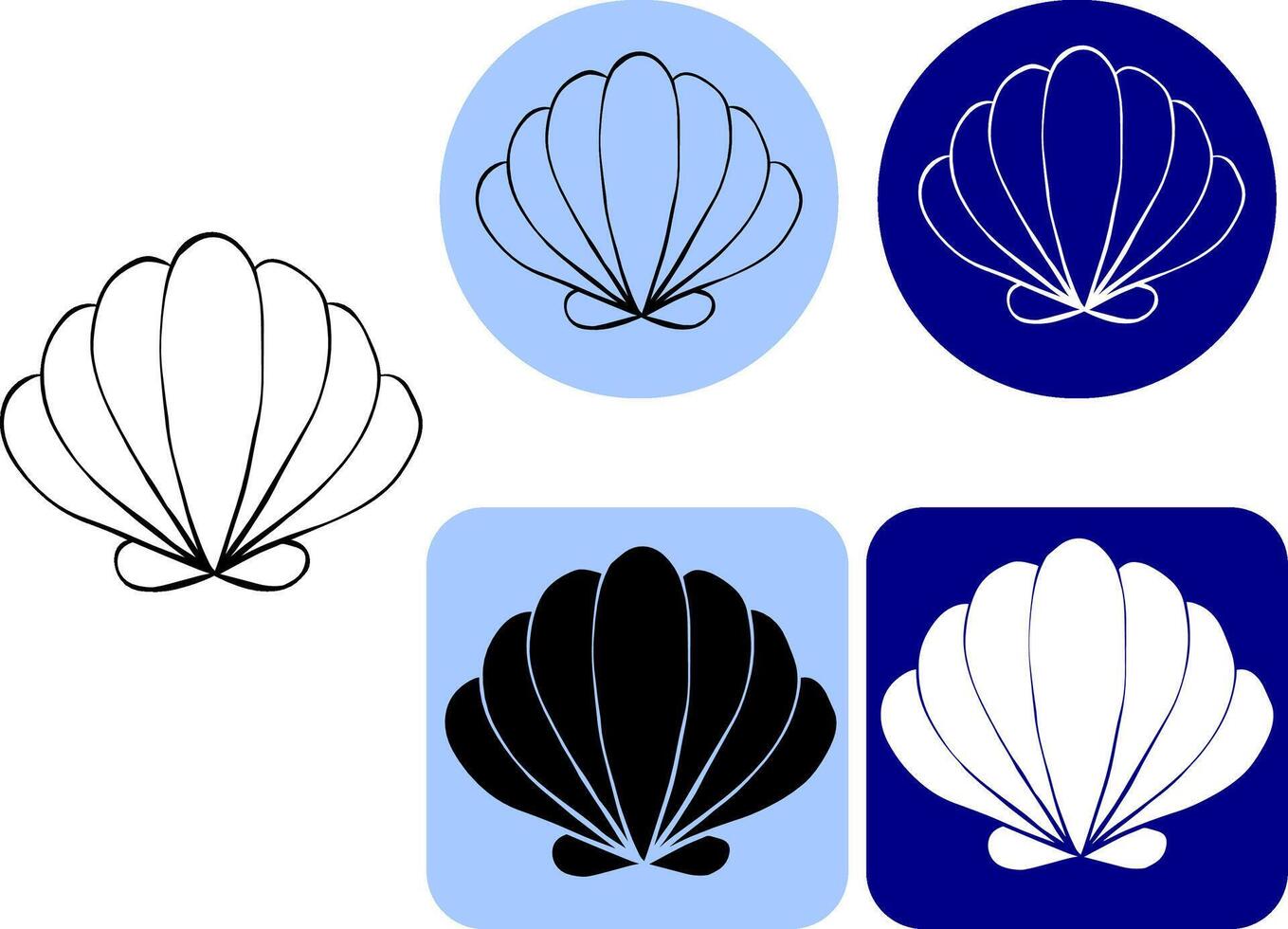 Sea shell logo. graphic line ink illustration isolated on colored background. Banner, poster, wrapping paper, sticker, print, modern textile design. vector
