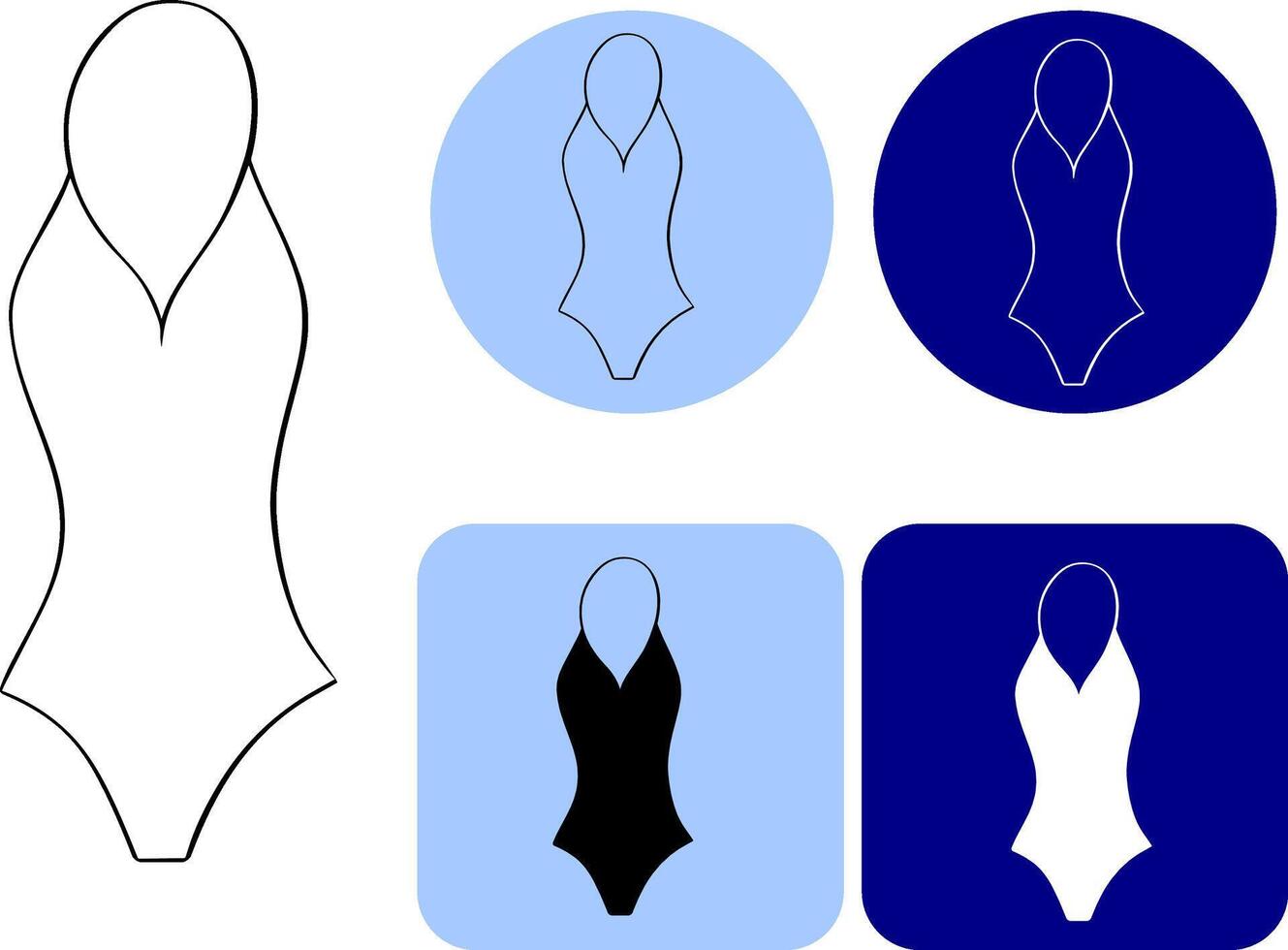 Swimsuit women closed logo set collection icons in black. graphic line ink outline style symbol stock illustration web. For logo, web, package, sticker. vector