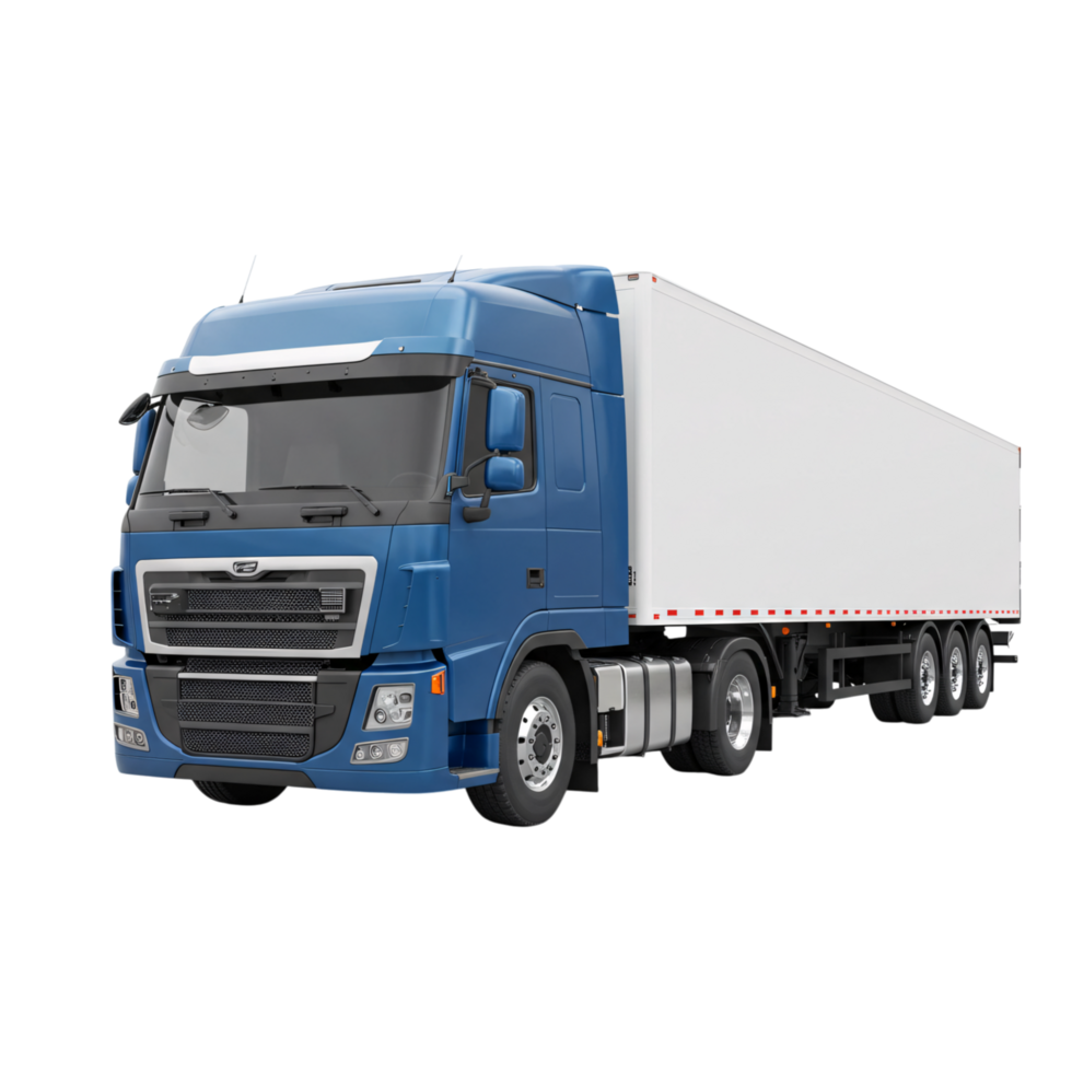 Heavy-duty refrigerated semi-truck on a highway. png