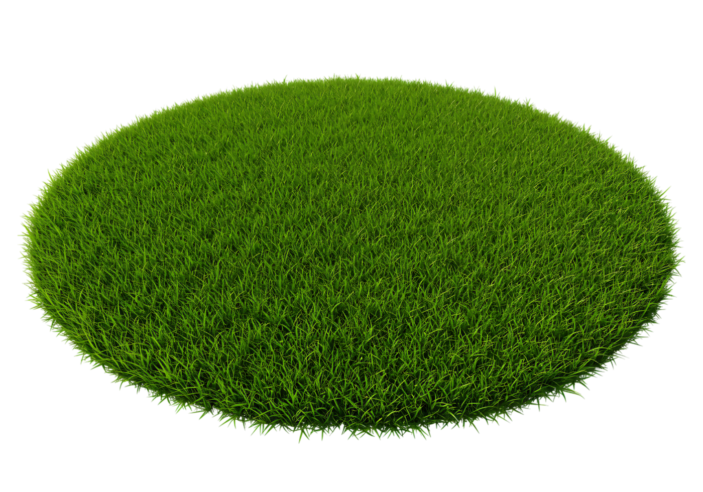Round patch of lush green grass isolated on transparent background, perfect for landscaping, gardening, or eco-friendly themed designs and concepts. png