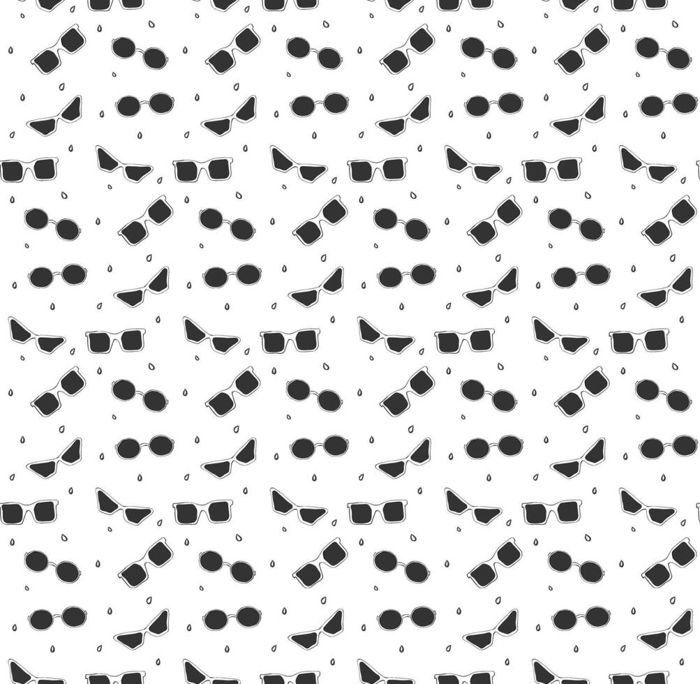 Sunglasses seamless pattern. graphic line ink Hand drawn modern illustration. Summer fashion accessories, sun protection concept. for package, vacation design, fabric and textile. vector
