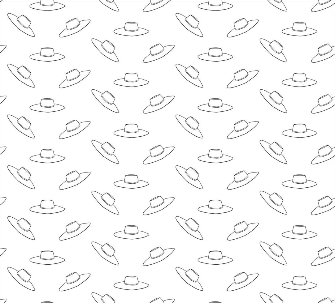 Sun hats seamless pattern. graphic line ink hand drawn illustration, seamless pattern, great for textiles, wallpapers, wrapping. Design for package, cosmetic, textile, cards. vector