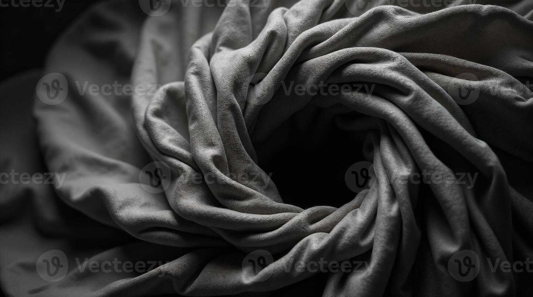 Close-up texture of grey draped fabric with soft folds photo