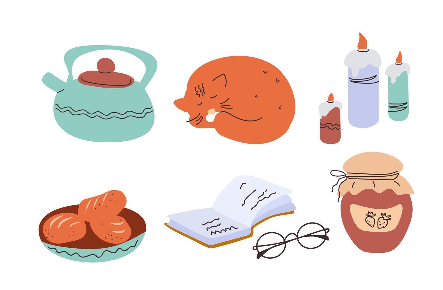 MComfort of home. objects for a cozy evening. vector