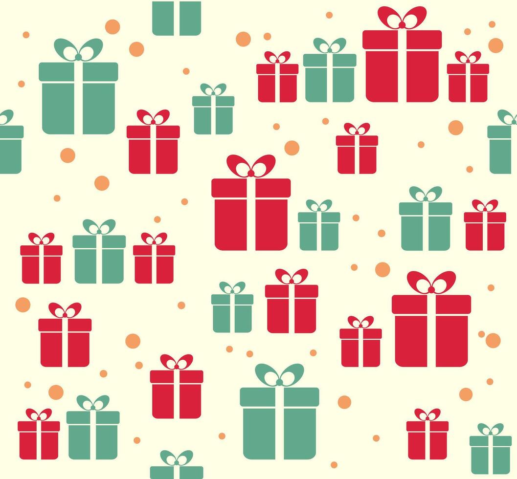 Seamless pattern with gift boxes and confetti for party decorations vector