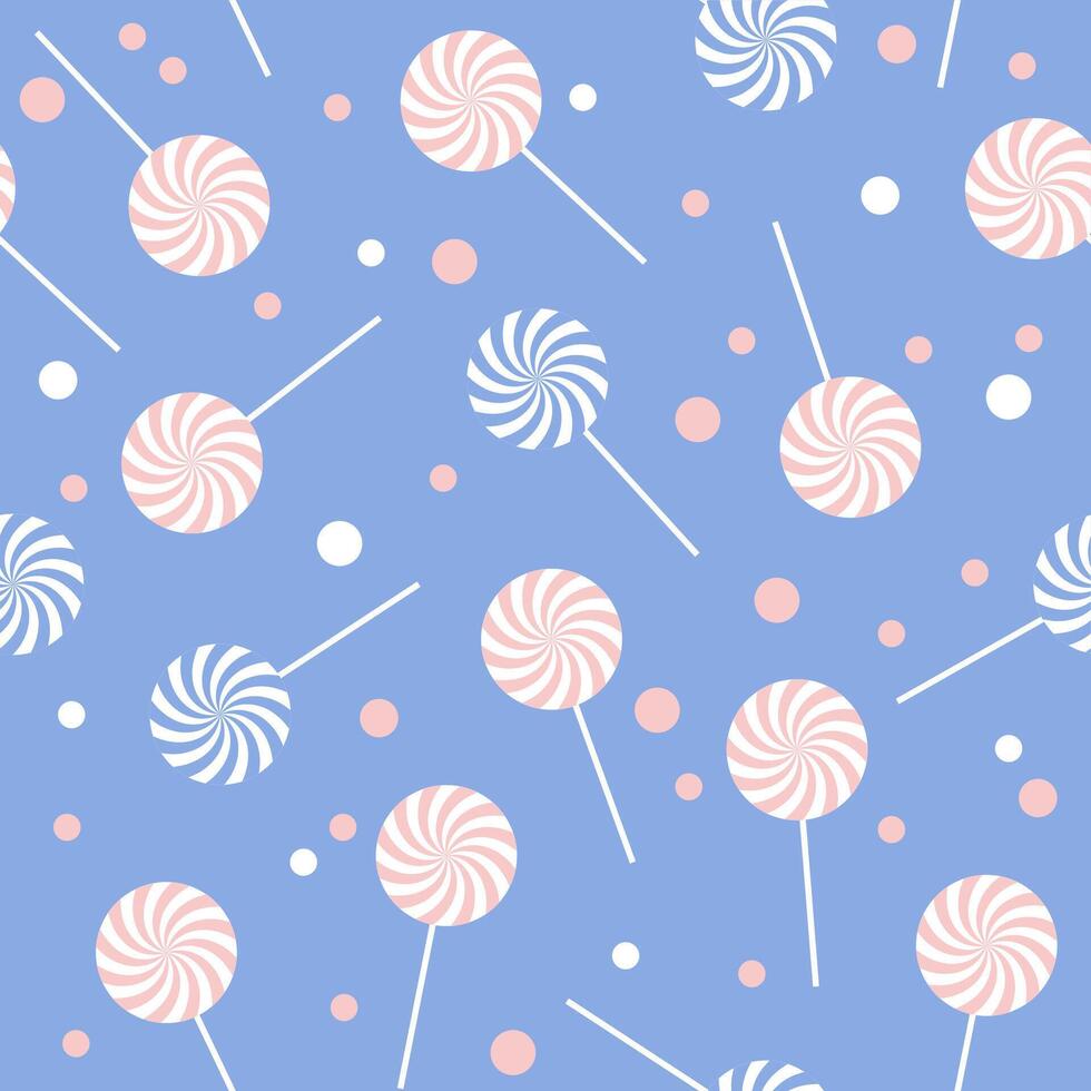 Seamless pattern with sweet lollipops and confetti vector