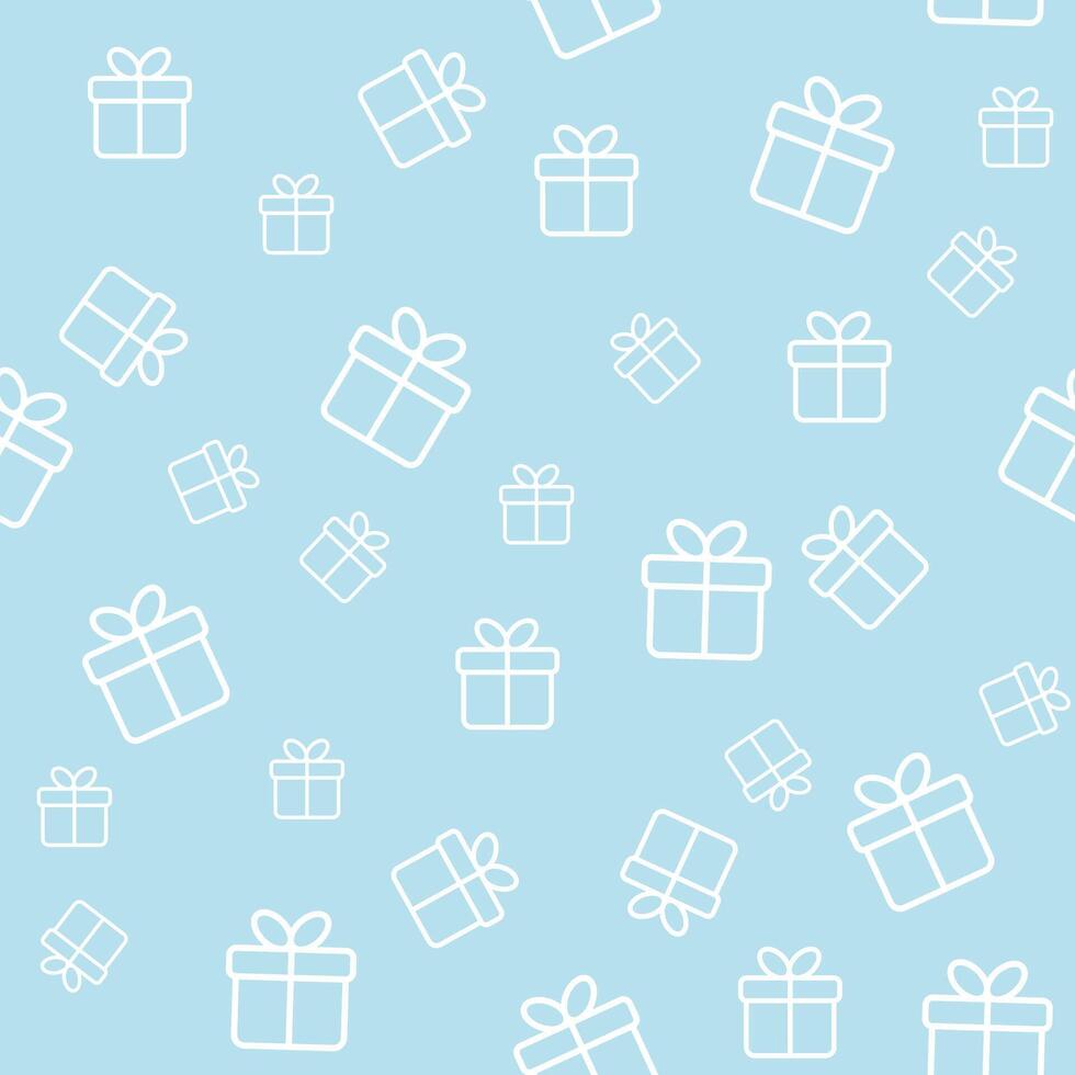Seamless blue pattern with gift boxes vector