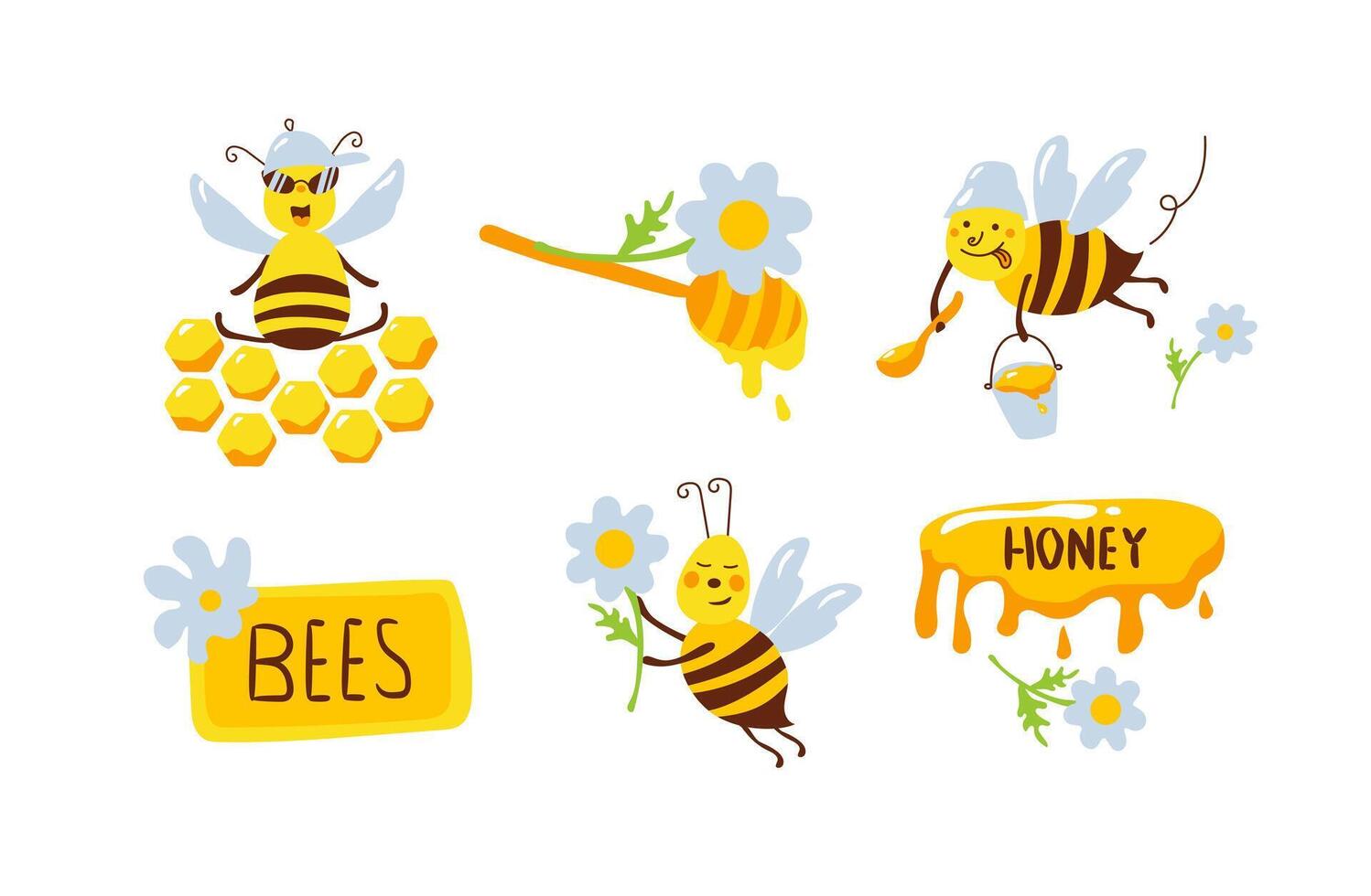 Honey bee day set vector