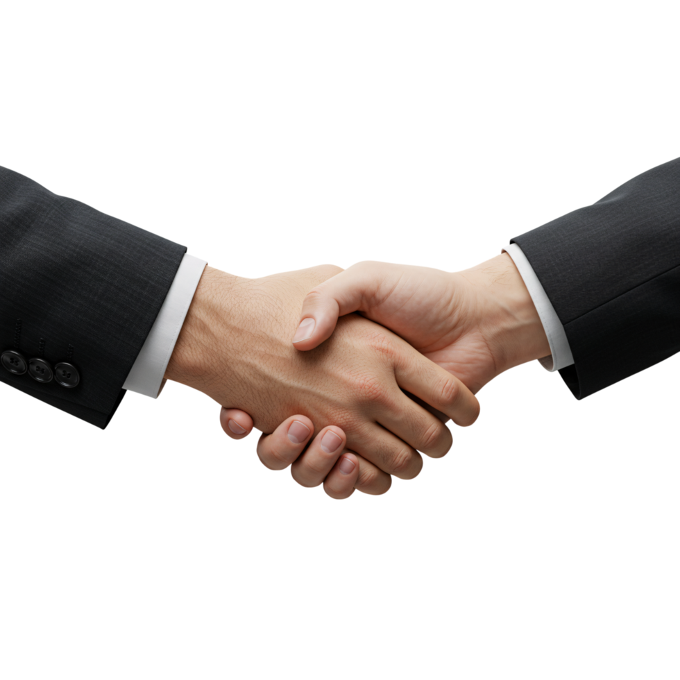 Professional business handshake symbolizing agreement, cooperation, and mutual trust png