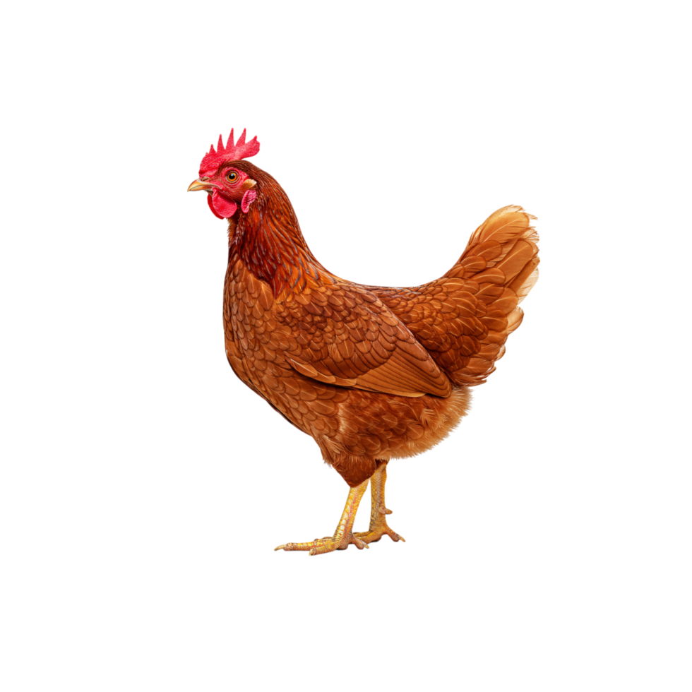 Realistic Brown Hen Standing Isolated on Transparent Background png