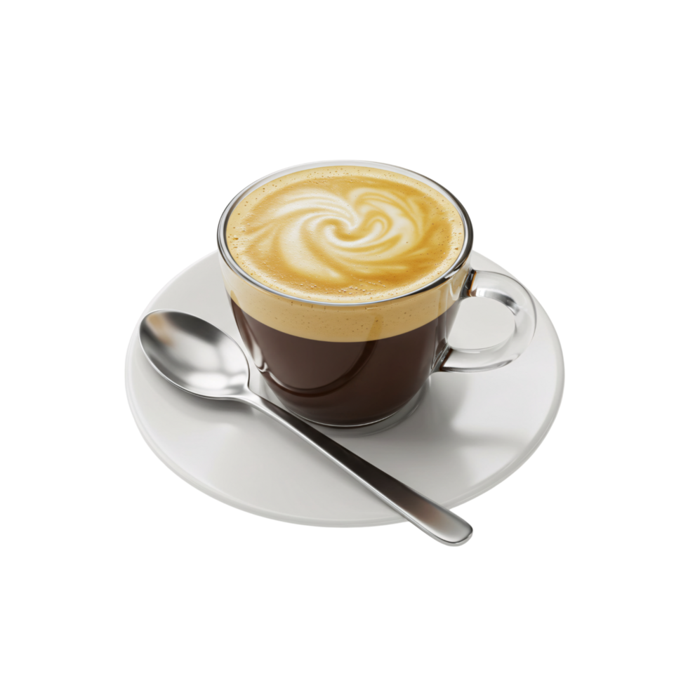 Aromatic espresso beverage with a creamy milk froth. png