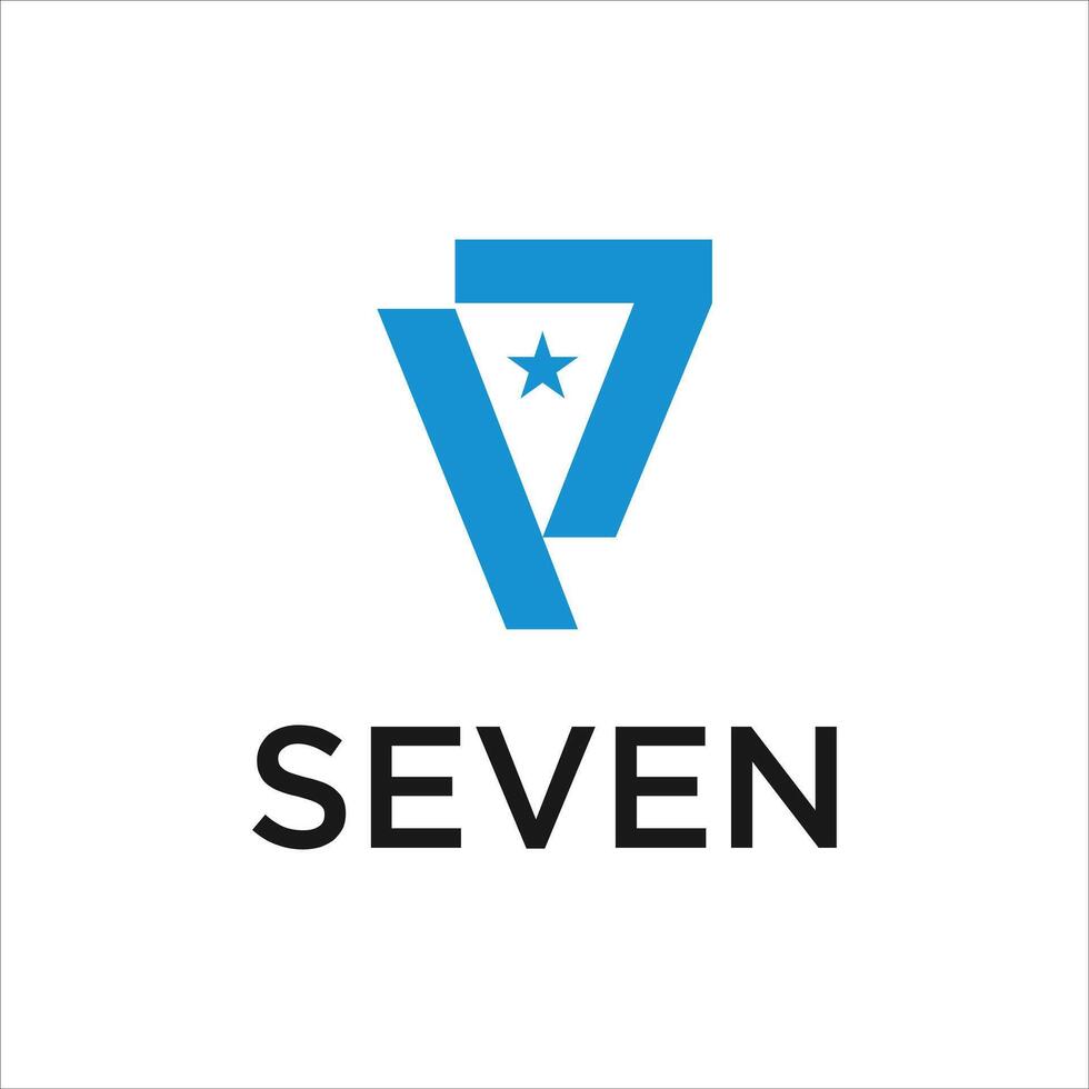 seven letter V with star logo vector