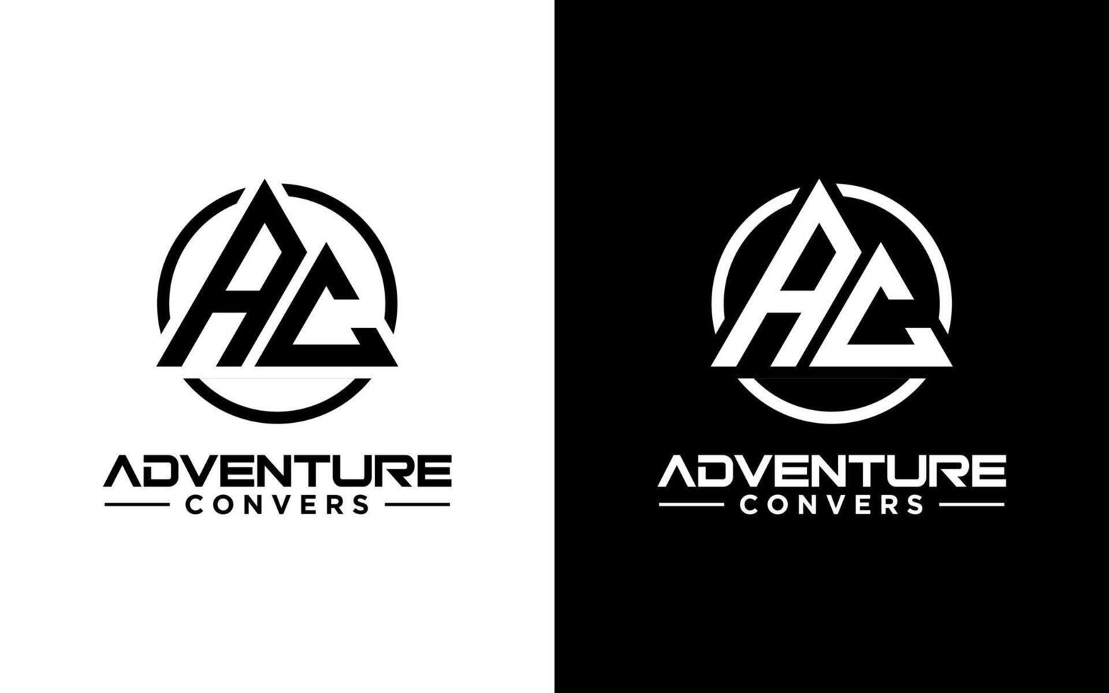 AC Letter Triangle logo design template vector