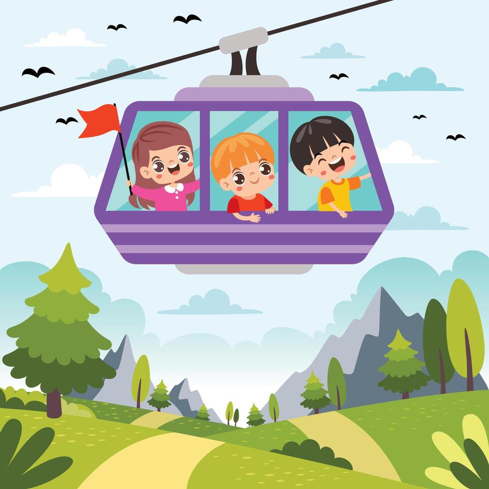 CartoCharacters In Cablecar vector
