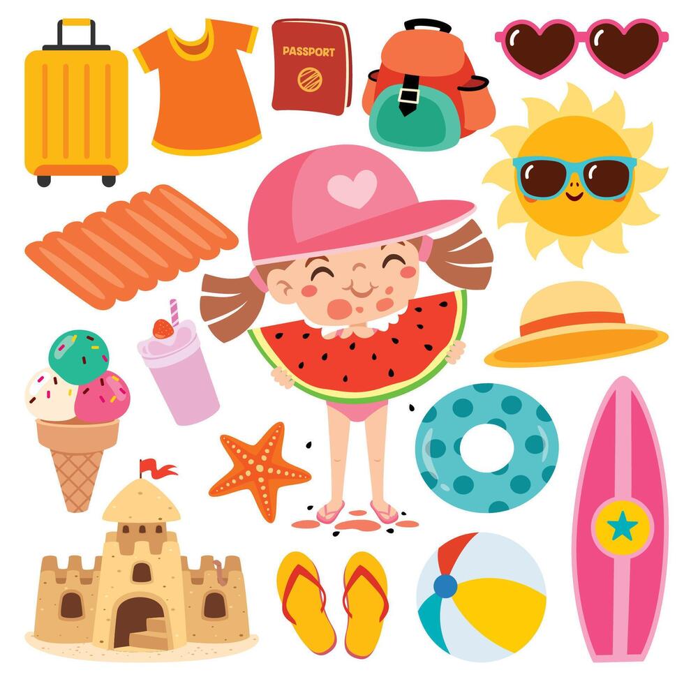 Character With Summer Elements vector